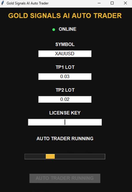 Gold Signals AI Auto Trader interface
